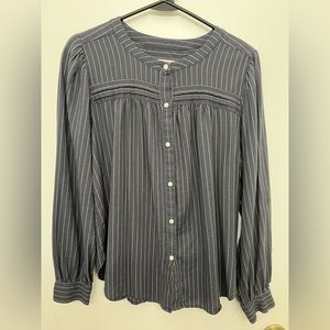 ***SOLD*** LOFT Women’s Dusty Gray Pinstriped Button Down, Sz M